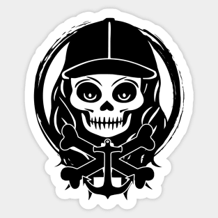 Deckhand Skull and Anchor Black Logo Sticker